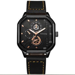 Waterproof luminous square watch trend new style men's watch with calendar hollo